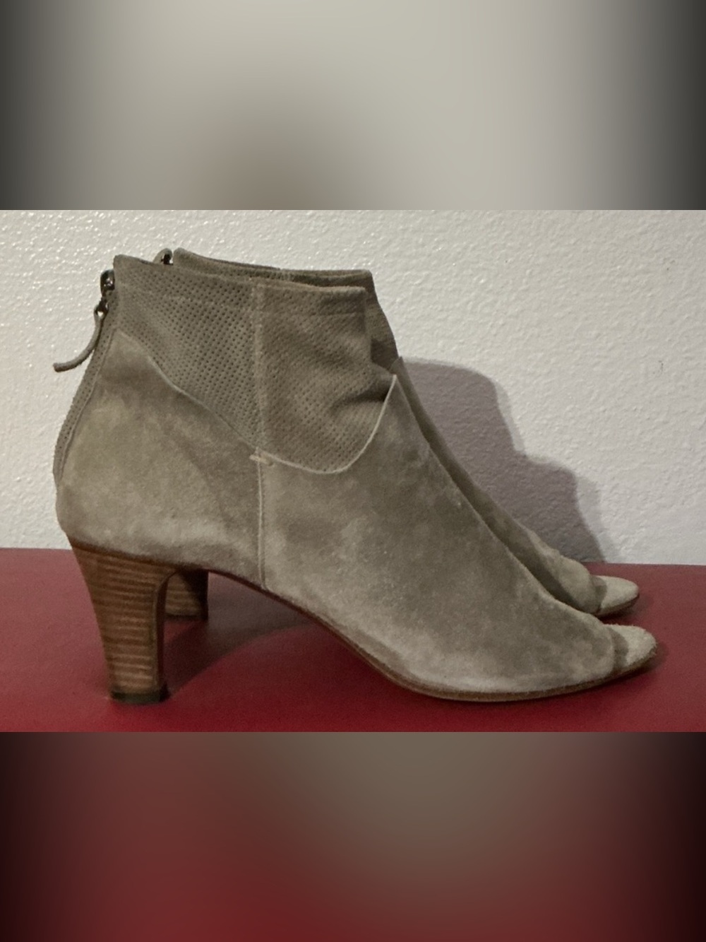 Authentic Laboratorigarbo Italian designer open toe suede leather ankle boots 10